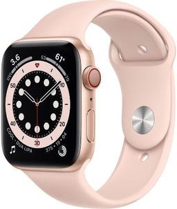 Apple Watch Series 6 (Cellular + GPS) - 32GB - 44mm - Gold Aluminum Case with Pink Sand Rubber Sport Band