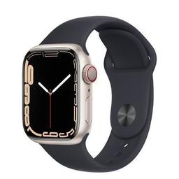 Apple Watch Series 7 (Cellular + GPS) - 32GB - 45mm - Starlight Aluminum Case with Midnight Rubber Sport Band