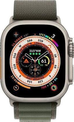 Apple Watch Ultra (Cellular + GPS) - 32GB - 49mm - Titanium Titanium Case with Green Rubber Alpine Loop Band - Medium Size