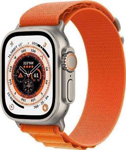 Apple Watch Ultra (Cellular + GPS) - 32GB - 49mm - Titanium Titanium Case with Orange Textile Alpine Loop Band - Medium Size