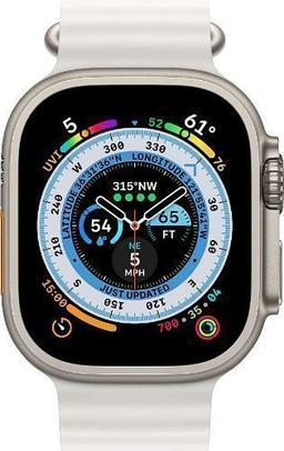 Apple Watch Ultra (Cellular + GPS) - 32GB - 49mm - Titanium Titanium Case with White Rubber Ocean Band - One Size