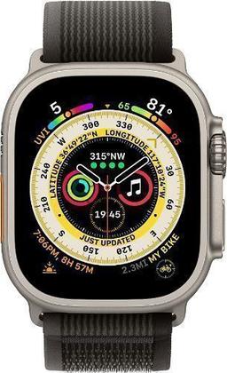 Apple Watch Ultra (Cellular + GPS) - 32GB - 49mm - Titanium Titanium Case with Black/Gray Rubber Trail Loop Band - Medium Size