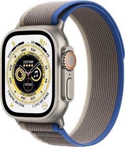 Apple Watch Ultra (Cellular + GPS) - 32GB - 49mm - Titanium Titanium Case with Blue/Gray Textile Trail Loop Band - M/L Size