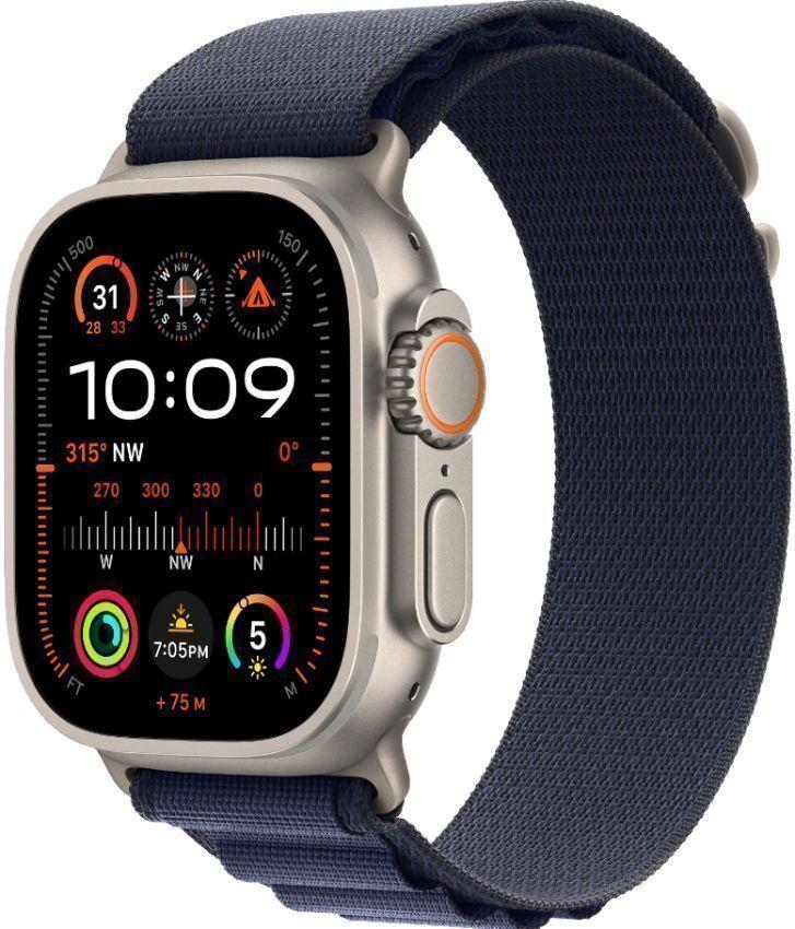 Apple Watch Ultra 2 (Cellular + GPS) - 64GB - 49mm - Titanium Titanium Case with Navy Textile Alpine Loop Band - Medium Size