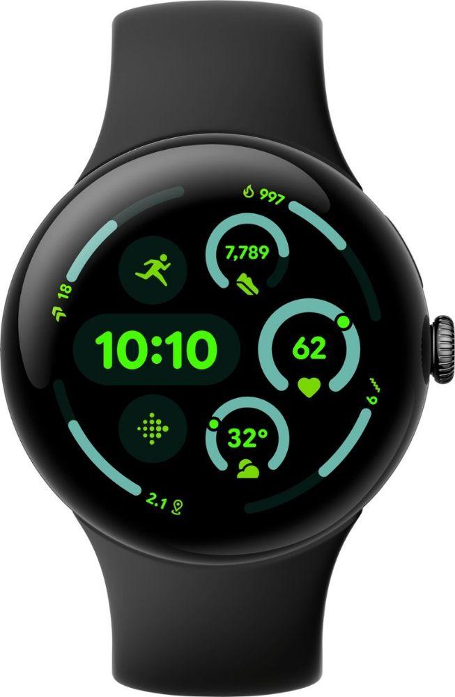 Google  Pixel Watch 3 - 32GB - Matte Black-100% Recycled Aluminum-Active Band-Obsidian - Bluetooth + LTE - 41mm - Matte Black - 100% Recycled Aluminum - Obsidian - Active Band - Fluoroelastomer - Excellent