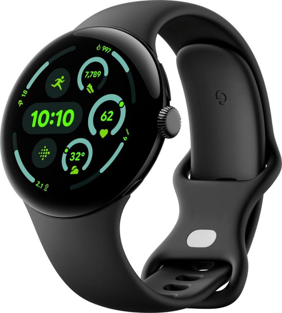Google Pixel Watch 3 (Bluetooth) - 32GB - 41mm - Matte Black 100% Recycled Aluminum Case with Obsidian Fluoroelastomer Active Band