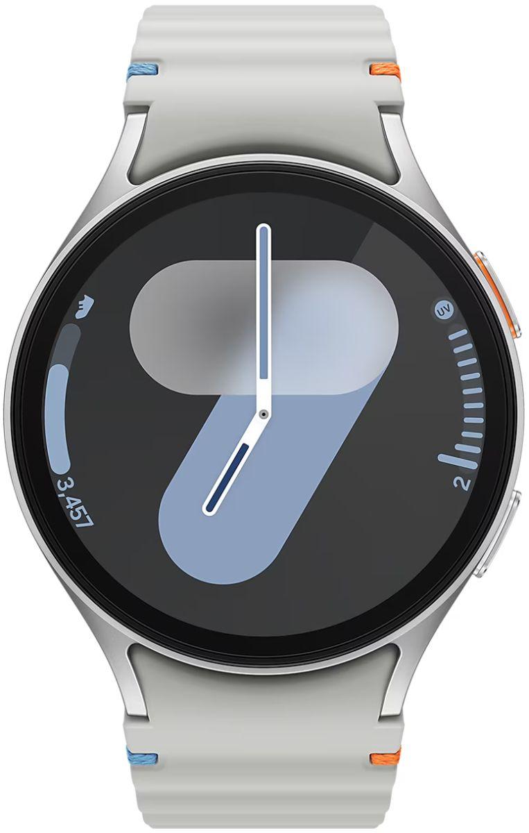 Samsung Galaxy Watch7 - 32GB - Silver-Aluminum-Sport Band-Silver - Bluetooth + LTE - 44mm - Silver - Aluminum - Silver - Sport Band - Silicone - Excellent